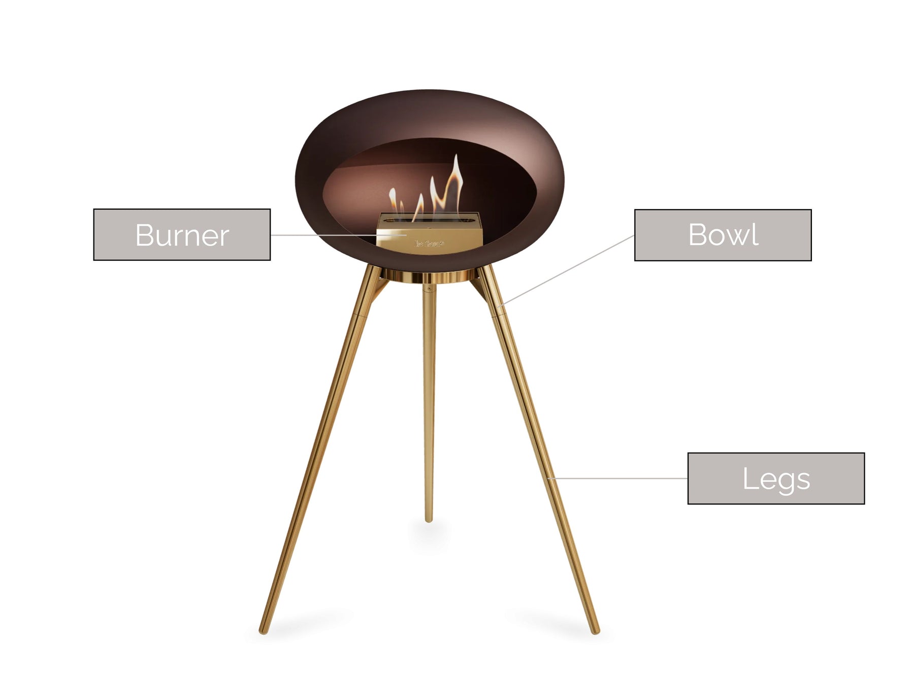 Mocca Ground Wood High Fire Pit (Rose Gold base)