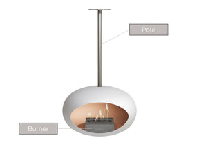 White Sky Hanging Fire Pit (Polished Steel Pole)