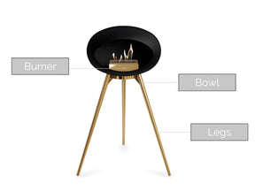 Black Ground Wood High Fire Pit (Rose Gold Base)