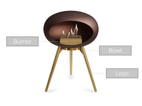 Mocca Ground Wood Low Fire Pit (Rose Gold Base)