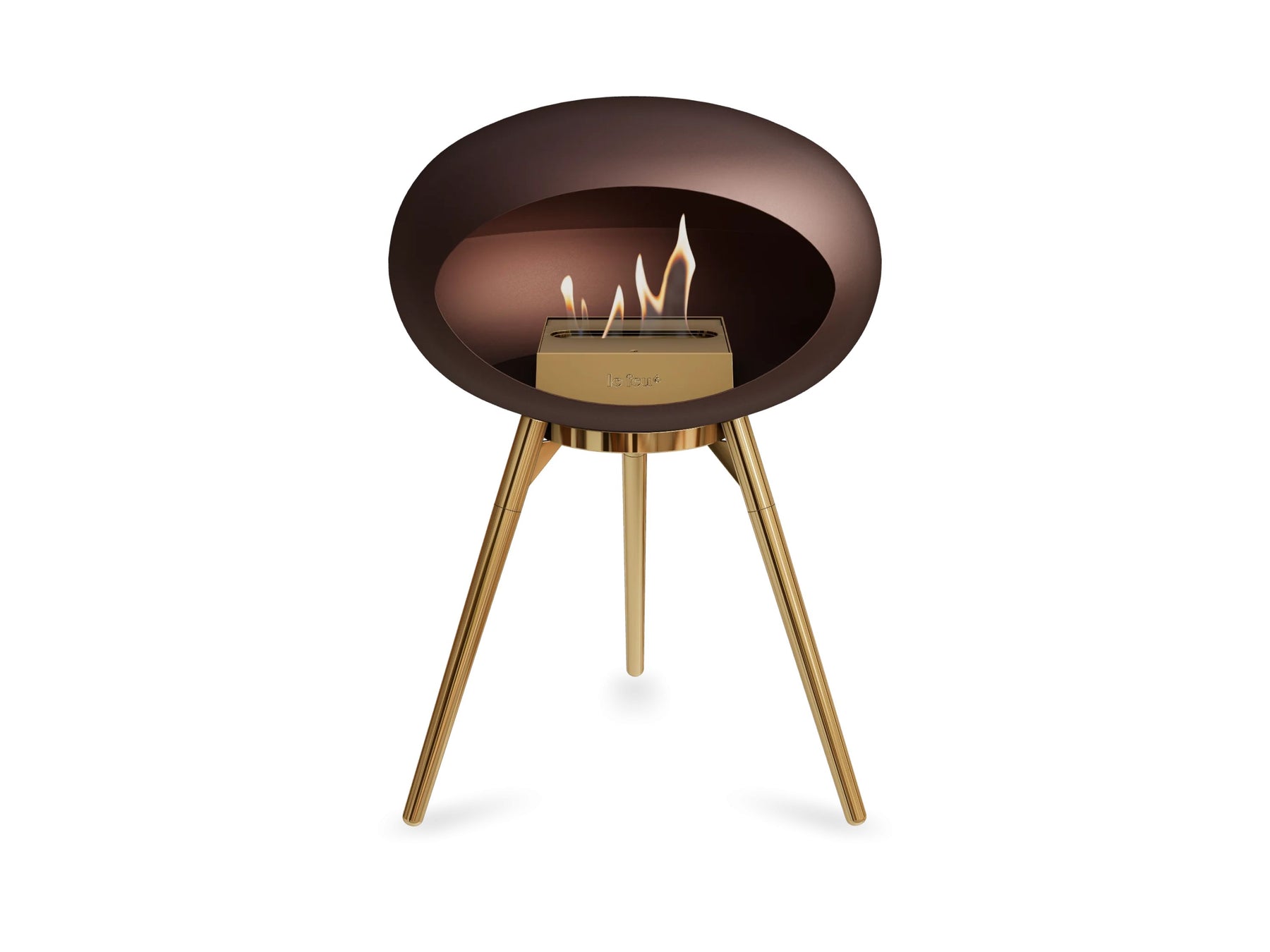 Mocca Ground Wood Low Fire Pit (Rose Gold Base)