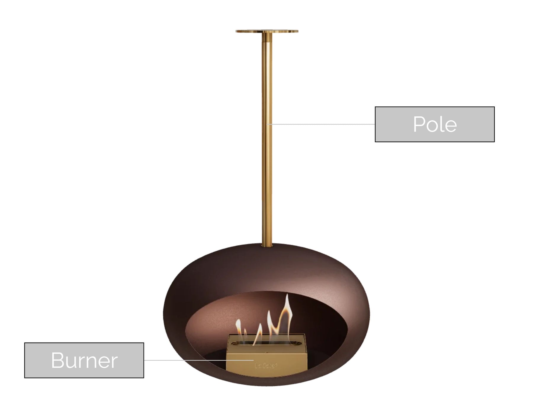 Mocca Sky Hanging Fire Pit (Rose Gold Pole)