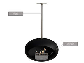 Black Sky Hanging Fire Pit (Polished Steel Pole)