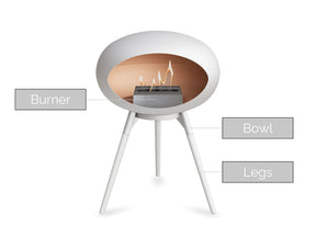 White Ground Wood Low Fire Pit (White Oak Base)