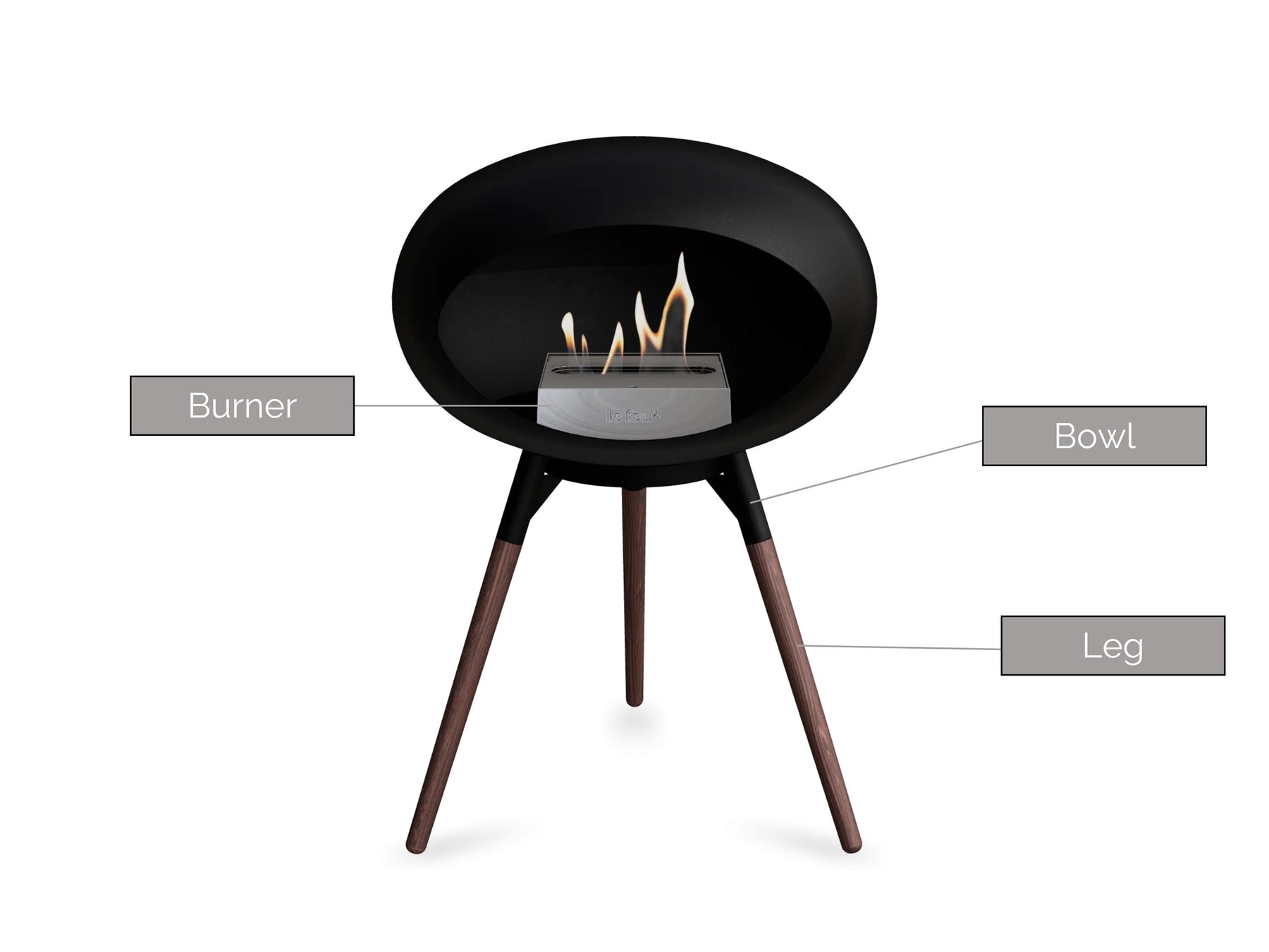 Black Ground Wood Low Fire Pit (Smoked Oak Base)