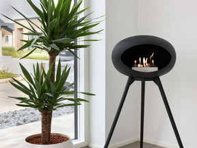 Black Ground Wood High Fire Pit